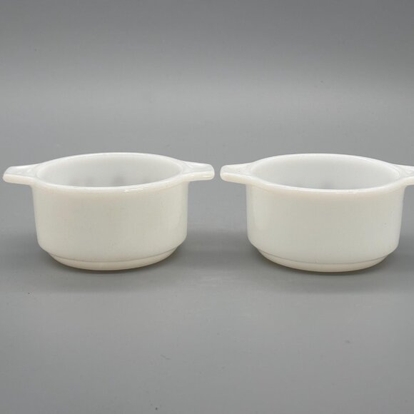 Vintage Dynaware Pyr-O-Rey Brown Daisy Pattern Glass Bowls With Side Handles Set - Picture 4 of 8